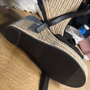 Women's Black Espadrille Wedge Sandals